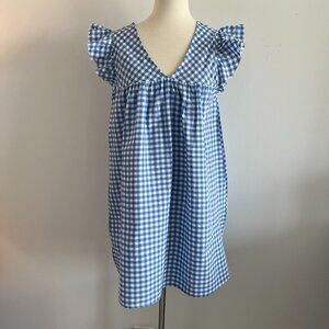 Sylvie Blue and White Gingham Dress Size Medium